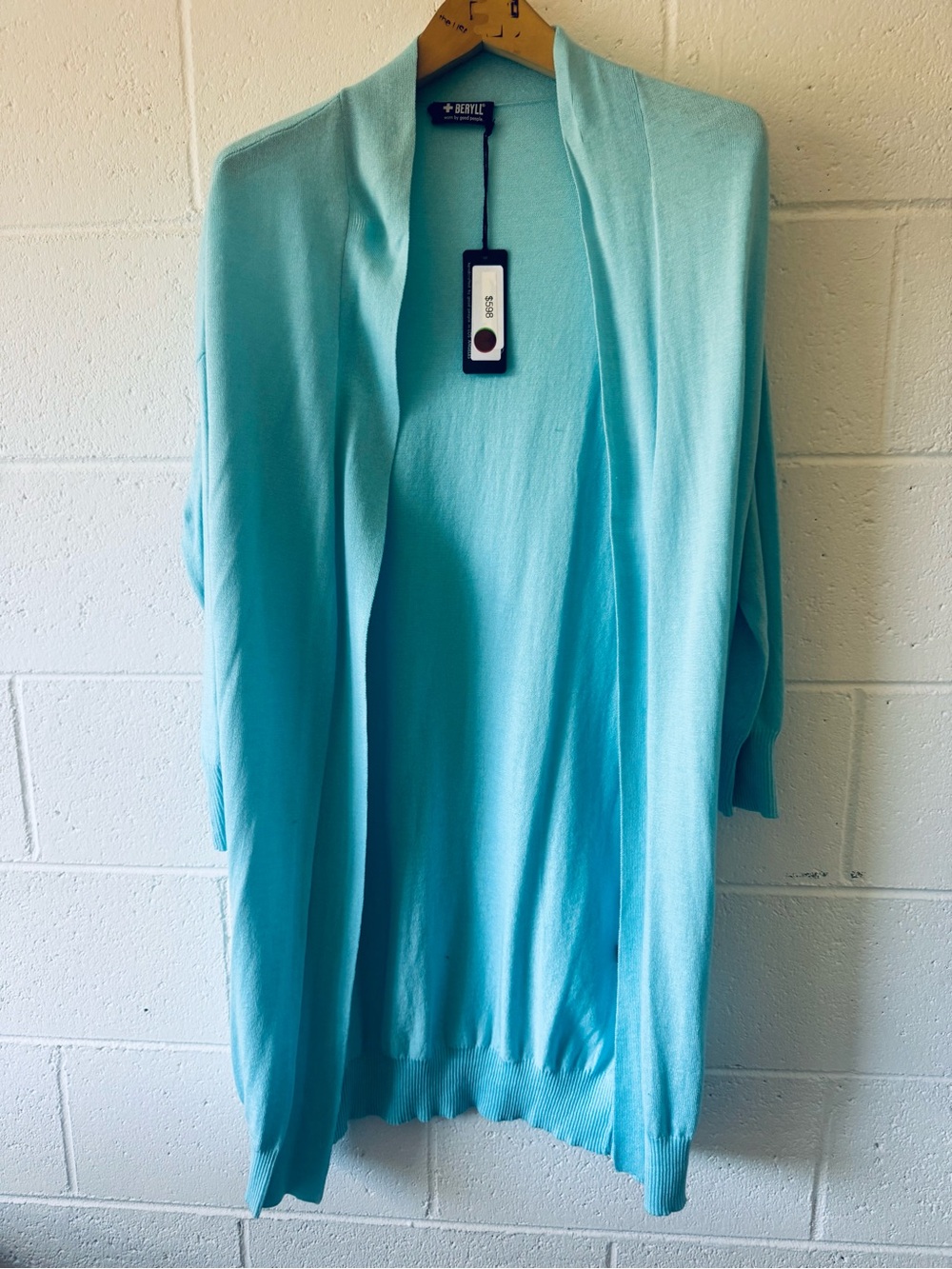 Beryll Open-Front Cardigan in Aqua Blue